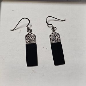 Sterling Silver 925 with black Onyx Dangle Drop earrings